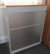 1 x Flexiform Tambour Door Office Storage Cabinet - Grey and Beech Finish - High Quality Office