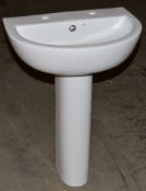 1 x Elena 550mm Sink Basin With Pedestal - Unused Stock - CL190 - Ref BOLT010 - Location: Bolton