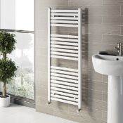 1 x OVAL Heated Towel Rail Radiator In White (TW27)- Unused Sealed Stock - Size: 1200 x 500mm -
