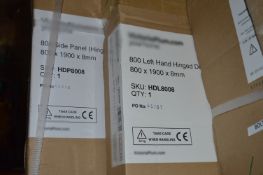 1 x 800mm Left Hand Hinged Shower Door With Side Panel - 800x1900x8mm - Unused Stock - Supplied in