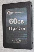 1 x Team Dark L3 60gb 2.5 Inch SSD Hard Drive - For Desktops or Laptops - SATA III - CL010 - Fully