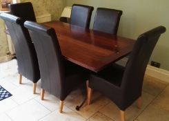 1 x Charleston Forge Wrought Iron Framed Rustic Wooden Dining Table with 6 Chairs - Dimensions: L183