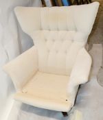 1 x G-Plan Wingback Swivel Armchair - Classic Button-back, Wing-back Design On Castors - Colour: