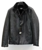 1 x Mens Buttoned Faux Leather Coat / Jacket With A Plush Inner Lining - New With Tags - Recent St