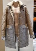1 x Steilmann Kirsten Womens Grey/Magnolia Quilted Hooded Coat - CL210 - Ref SC2089 - Location: Altr