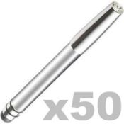 50 x ICE LONDON App Pen Duo - Touch Stylus And Ink Pen Combined - Colour: SILVER - MADE WITH SWAROVS