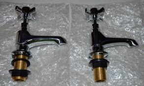 1 x Set of Hampshire Pillar Cross Head Bath Taps - Brass Construction With Chrome Finish - Unused St