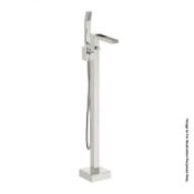 1 x Metro Freestanding WATERFALL Bath Filler Tap - Made From Solid Brass With A Hand Polished Chrome