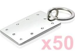 50 x Silver Plated Rectangular Key Rings By ICE London - MADE WITH 