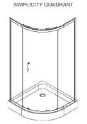1 x Simplicity Single Door 900mm Quadrant Shower Enclosure - Includes Stone Shower Tray - Size: