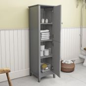 1 x Camberley Grey Tall Bathroom Storage Cabinet - Dimensions H1418xW400xD400mm - Unused Boxed Stock