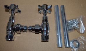 1 x Set of Heritage Traditional Heated Towel Rail Valves in Chrome - Type AHC75 - CL011 - New and