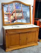 1 x Traditional-style Solid Wood Double Sink Vanity Unit With Matching Wall-mounted Mirror - CL007 -