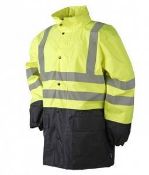 2 x Belvill Hi-Viz Rain Jacket - Yellow/Navy - 2XL - CL185 - Ref: SI/798A/YELNVY/2XL/P7 - New Stock