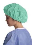 8 x Packs of Pal Bouffant Caps - Green - CL185 - Ref: PA/BOU/GRN/P17 - New Stock - Location: Stoke-o