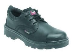 1 x Pair of Toesavers Black Leather Safety Shoes Size 3 - CL185 - Ref: BR/1410/3/P4 - New Stock -