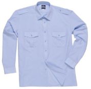 10 x Portwest Portwest Pilot Shirt - Long Sleeve - Pale Blue - Neck 16