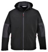 9 x Portwest Softshell Hooded Jacket - Black - Large - CL185 - Ref: PW/TK53/BLK/L/P33 - New Stock -