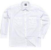 5 x Portwest Long Sleeve Pilot Shirts (Workwear) - Colour: White - Neck 18