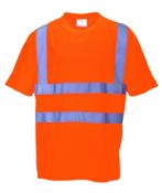 2 x Portwest Hi-Vis T-Shirt GO/RT - Orange S - CL185 - Ref: PW/RT23/ORG/S/P9 - New Stock - Location: