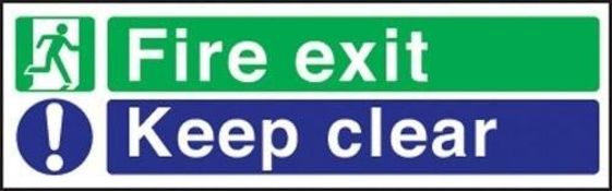 1 x 150X450 S/A Fire Exit Keep Clear - CL185 - Ref: 43067/P42 - New Stock - Location: Stoke-on-Trent