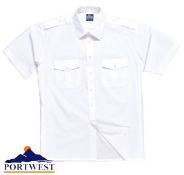 5 x Portwest Pilot Shirt Short Sleeve (Workwear) Colour: White - Neck 19.5