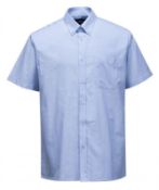 1 x Portwest Oxford Short Sleeved Shirt - Blue - Size 14 - CL185 - Ref: PW/S108/BLU/14/P38 - New Sto