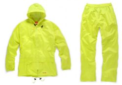1 x Scruffs 2Pc Waterproof Rainsuit - Yellow - CL185 - Ref: SC/RAINSU/YEL/XL/P47 - New Stock - Locat