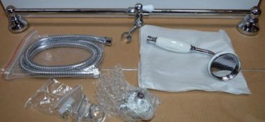 1 x Westminster Traditional Shower Riser Kit With Handset - Type SVSRK4 - Chrome Finish With White
