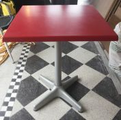 4 x Retro Square Bistro Tables - Red Tops With Silver Bases - CL235 - Location: London N1 These