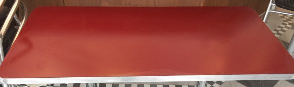 8 x Retro 1950's Style American Diner Restaurant Table Tops - Red Table Tops With Chrome Edging -