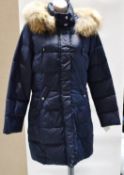 1 x Steilmann Kirsten Womens Real Down Quilted Winter Coat In Dark Blue - Removable Hood With Faux