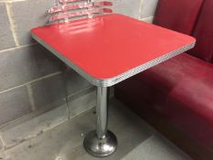 18 x Retro 1950's Style American Diner Restaurant Tables - Red Table Tops With Chrome Edging, Chrome