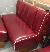 1 x Retro 1950's Style American Diner Restaurant Seating Bench - Red Leather Seating With Cream