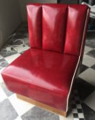 4 x Retro 1950's Style American Diner Restaurant Single Seating Benches - Red Leather Seating With