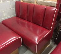 4 x Retro 1950's Style American Diner Restaurant Seating Benches - Red Leather Seating With Cream