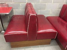 1 x Retro 1950's Style American Diner Restaurant Twin Back to Back Seating Bench - Red Leather