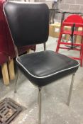 12 x Retro Dining Chairs - American Diner Style - Black Leather With Cream Detail and Chrome Bases -