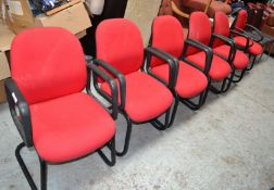 6 x Red Office Chairs - H85 x D52 x W57cm - Ref: MWI016 - CL218 - Location: Altrincham WA14P