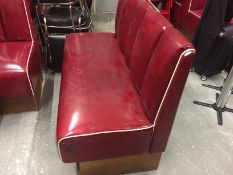 1 x Retro 1950's Style American Diner Restaurant Seating Bench - Red Leather Seating With Cream