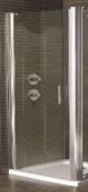 1 x Vogue Bathrooms Sulis 760mm Hinged Shower Door - 1850mm Height - 6mm Clear Glass - Chrome T Bar