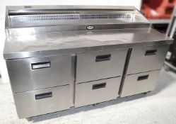 **Just Added** 1 x Refrigerated Pizza/Sandwich Prep Counter With 6-Drawer Storage - Model: