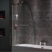 1 x MODE Luxury 8mm Hinged Shower Bath Screen With Glass Shelves And Rail - CDS1003 - Dimensions: