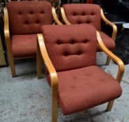 3 x Arm Chairs in Terracotta Red - H72 x D80 x W68cm - Ref: MWI017 - CL218 - Location: Altrincham WA