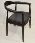 6 x Wooden Restaurant Dining Chairs - Ash Wood Dining Chairs With Dark Finish and Leather Upholstere