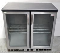 1 X GAMKO 2-Door Commercial Bottle Fridge - Stainless Steel Fronted - Dimensions: W91 x H91 x