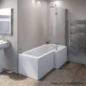 1 x BOSTON Eco L-Shaped Left Handed Shower Bath With Storage Panel And Shower Screen - Supplied Over