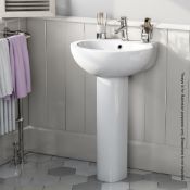 1 x Madison 1 Tap Hole Basin 540mm With Pedestal - Dimensions (Approx): H875mm x W540mm x D490mm -