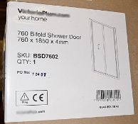 1 x Clarity 4mm Bifold Glass Shower Door - Dimensions: 760 x 1850 x 4mm- Ref: GMB053 - CL190 -