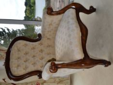 1 x Victorian Style Queen Anne Chair With Ball & Claw Feet and Studded Back - Beautifully